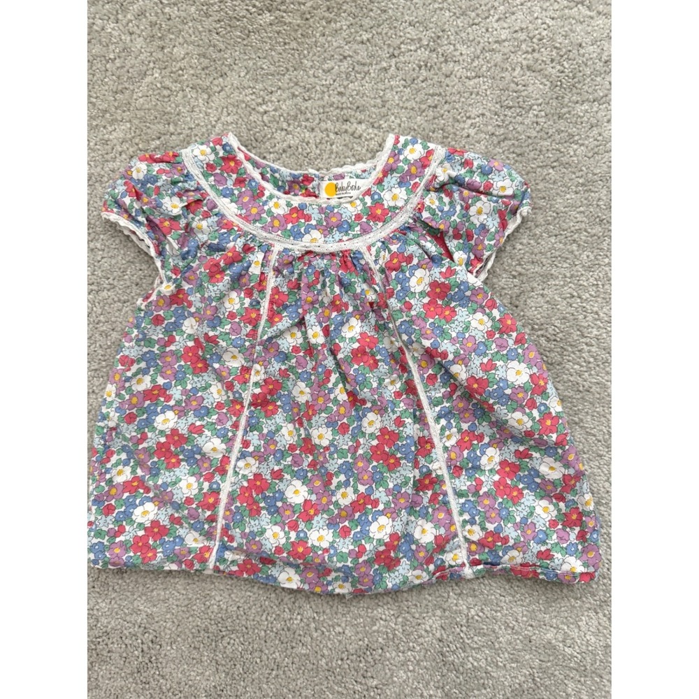 Baby Boden Floral Lace Trim Button Back Top Multicolor 2-3Y 98cm